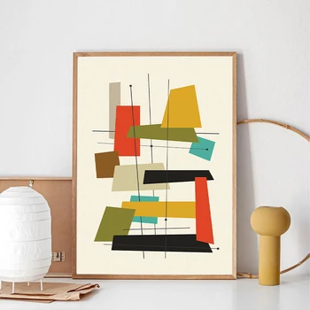

Mid Century Modern Abstract Poster Prints Retro Wall Art Canvas Painting Wall Pictures for Living Room Home Decor