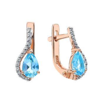 

Gold earrings with Topaz and cubic zirconia sunlight sample 585