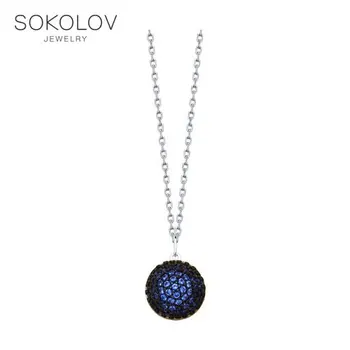 

Necklace Sokolov from silver with cubic zirconia, fashion jewelry, 925, women's male