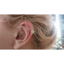 Pendientes de Clip de hoja de oro para mujer, sin Piercing, Puck Rock, Vintage, cristal, estrella, joya para oreja, regalos de joyería para niña