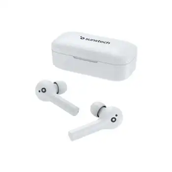 

Headphones sunstech wavepods touch white - bt 5.0 tws-ipx5-battery earphone 60mah-case 650mah charge