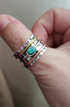 Retro Bohemian Style Width Ring Inlaid Oval Green Stone Ring Two Tone Design Finger Rings