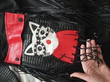 Black Dress Robe Fringes Long-Sleeve 3084 Midi Plus-Size Woman Winter Cute PU Cartoon