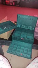 WE New-estuche de 3 capas con broche verde para mujer, organizador de joyería, anillo grande, collar, soporte de maquillaje, caja de joyería de terciopelo con cerradura