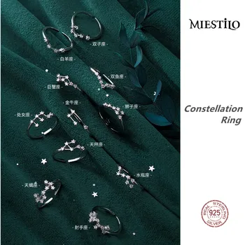 

MIESTILO Dainty S925 Sterling Silver Zodiac Constellation Ring for Women Adjustable Small Fine Jewelry Birthday Gift