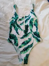 One-Piece Swimsuit Monokini Beachwear Push-Up Summer Print Zipper Sexy New XL Women