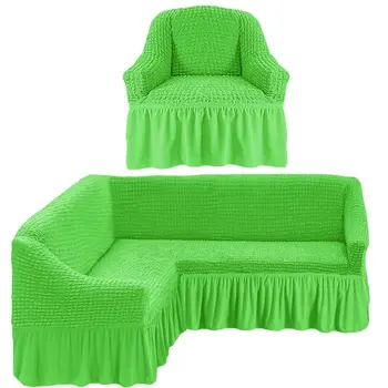 

Cover for corner sofa and one armchair, light green