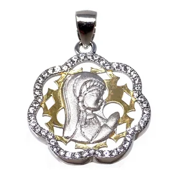 

Pendant 925 Sterling silver m two-color Virgin Girl 20mm. Flower zircons girl