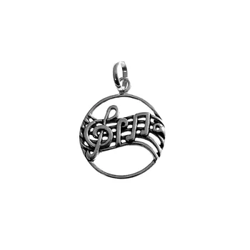 

Pendant 925 Sterling silver m score Music 20mm. Round openwork women [AC1175]