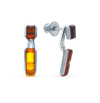 

Silver earrings with amber sunlight sample 925