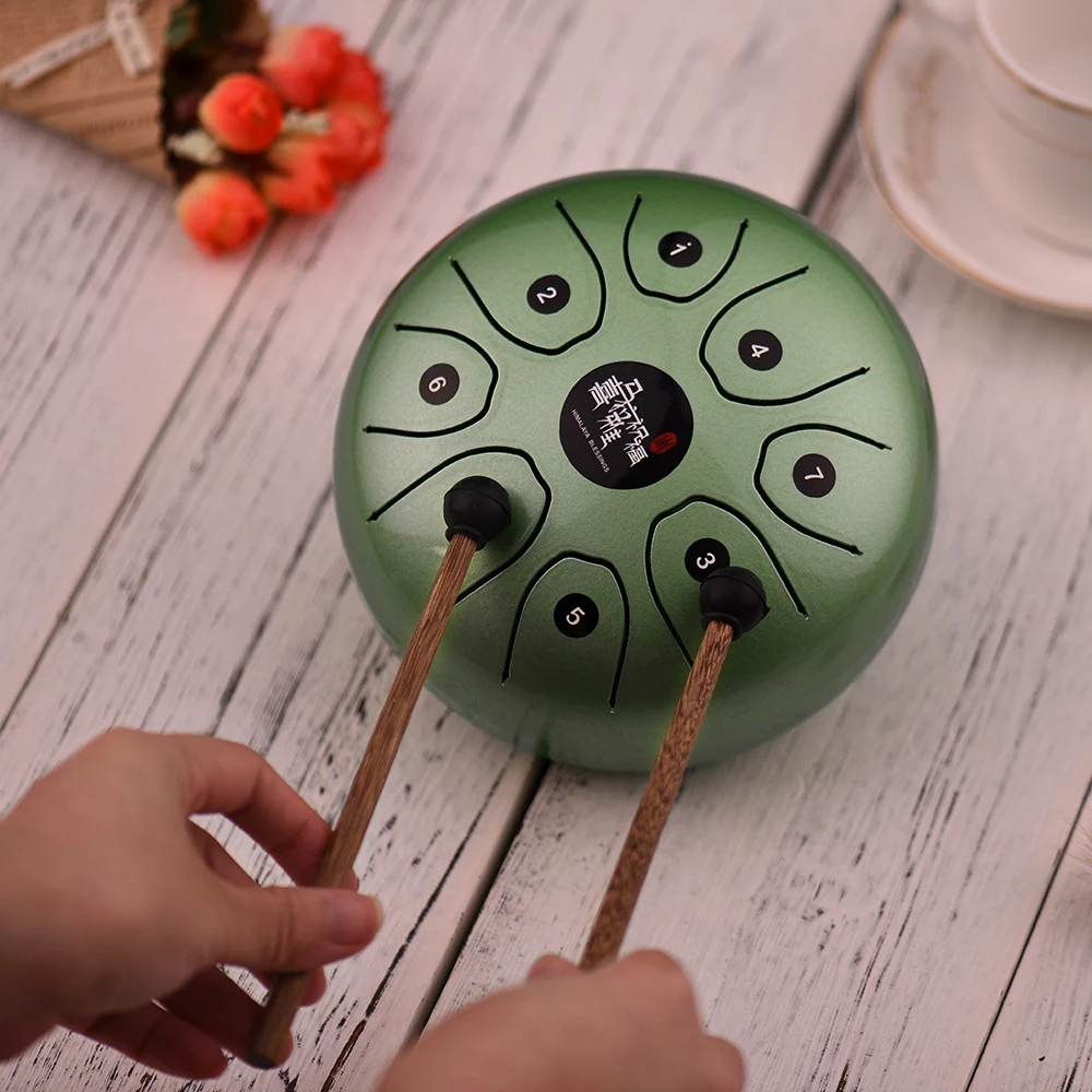 US IN STOCK 5.5 Inch C Key Tongue Drum Mini 8-Tone Steel Hand Pan Drum Percussion Instrument with Mallets Carry Bag