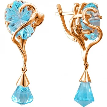 

Esthete earrings with 4 Topaz in red gold