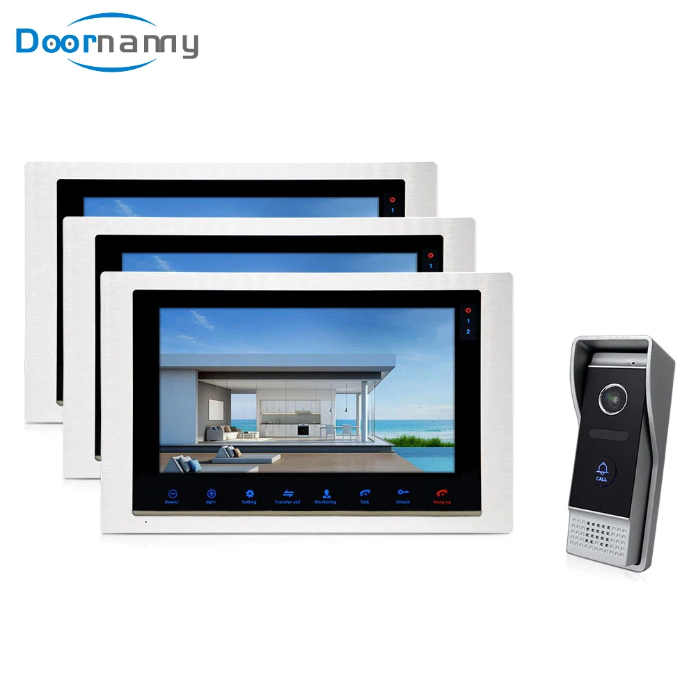 

Doornanny Video Intercom 10" Big Screen For Apartment Home Video Doorbell Outdoor 1Calling Panel Doorbell To 3 Monitors Camera