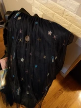 NORMOV-falda de tul plisada bordada para mujer, faldas largas de línea A, de cintura alta, con lentejuelas, planetas, de malla