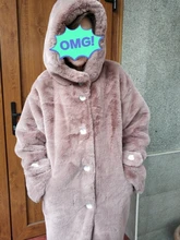 Coat Hooded Long-Fur-Coat Faux-Rabbit-Fur Winter Women Thick New Warm Loose Female Large-Size