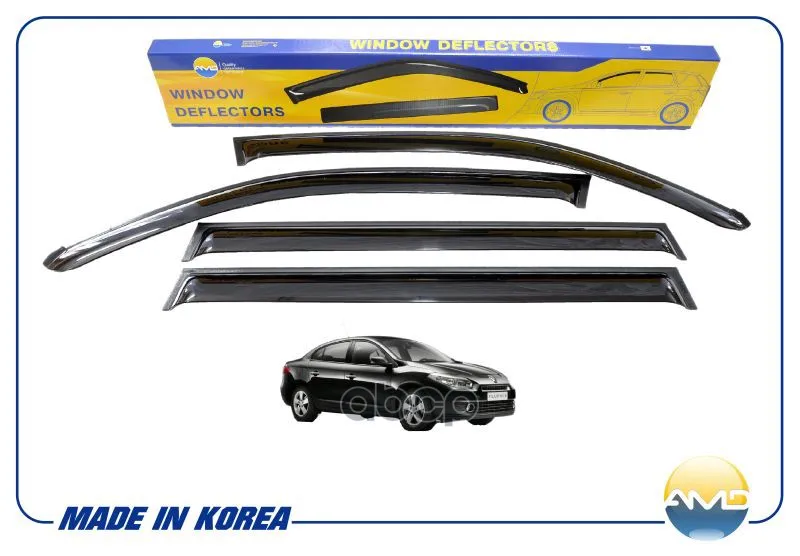 Дефлекторы Окон Black(Renault Fluence Sed 09-)(К-Т 4шт) Amddk194 AMD арт. AMDDK194