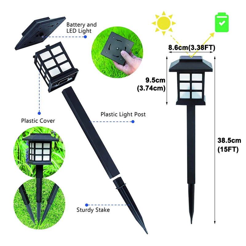 Solar Powered LED Garden Lights Outdoor IP65 Waterproof Solar Lantern For Lawn Pathway Patio Street Decoration solar security light