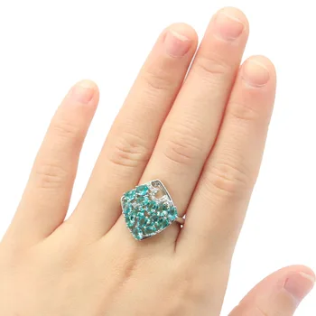 

20x20mm Highly Recommend Created Blue Aquamarine Bright Zircon Silver Ring For Women Daily Wear