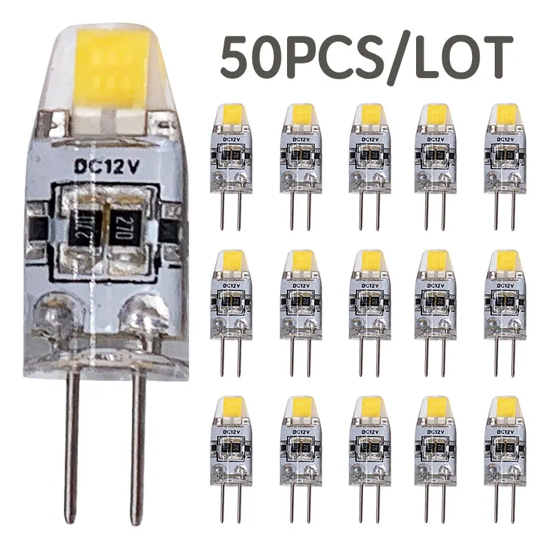 50PCS G4 LED Bulb 3W DC 12V COB LED G4 Lamp Replace 30W Halogen Lights Crystal Spotlight Chandelier Warm White Cool White