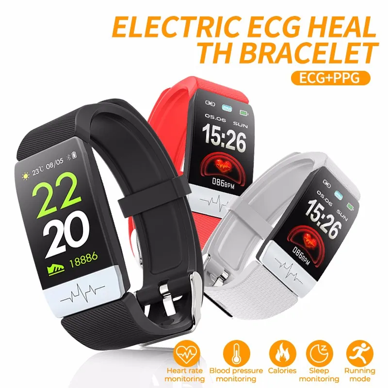 

Fitness Tracker ECG PPG Waterproof Heart Rate Monitor Smart Band Weather Forecast Smart Bracelet For Men Women