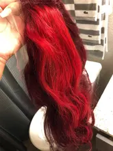 Pelucas de cabello humano con encaje frontal 13x4 para mujer, 180% ombré rojo borgoña, pelucas brasileñas de cabello ondulado rojo Remy prearrancado