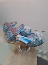 Disney-sandalias de princesa Frozen 2 para niñas, zapatos de cristal, tacón alto, pasarela, espectáculo