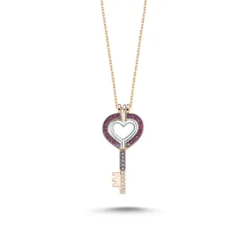 

Angemiel 925 Silver Pink Grayscale Zircon CZ Necklace-Rose Gold Plated
