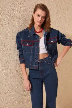 

Trendyol Red Stitch Detail Denim Jacket TWOSS20CE0042