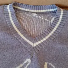 HEYounGIRL-suéter de punto de estilo Preppy para mujer, Jersey de punto de gran tamaño con cuello de pico informal, Jersey estampado de moda, prendas de punto 2021