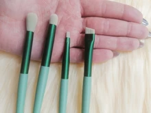MyDestiny-Juego de brochas de maquillaje, juego de 13 Uds. De base, polvo y colorete, plumas de belleza de fibra, color verde