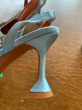 Zapatos de tacón alto con diamantes de imitación para mujer, calzado de seda satinada con punta puntiaguda, sin cordones, para boda, talla grande 41 42