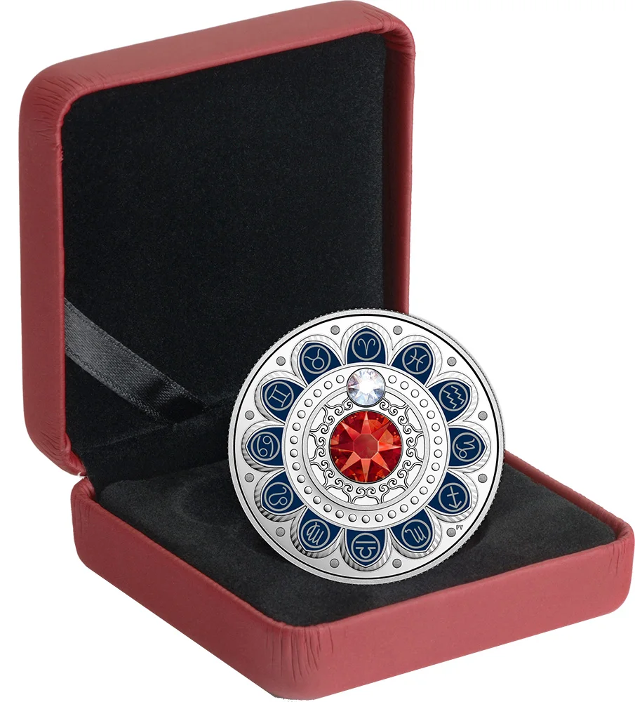 Овен Зодиак Swarovski Кристалл Серебряная монета 3$ Канада