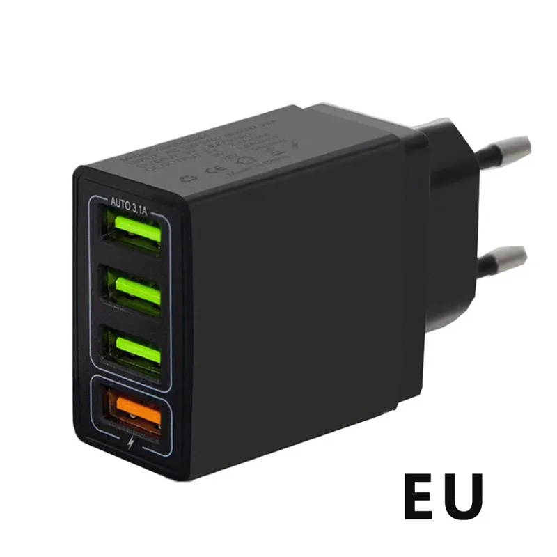 Быстрое зарядное устройство 3,0 48 Вт USB зарядное устройство для samsung A50 A70 iPhone 7 8 huawei P20 Tablet QC 3,0 быстрое настенное зарядное устройство США ЕС Великобритания разъем-адаптер - Тип штекера: EU BLACK