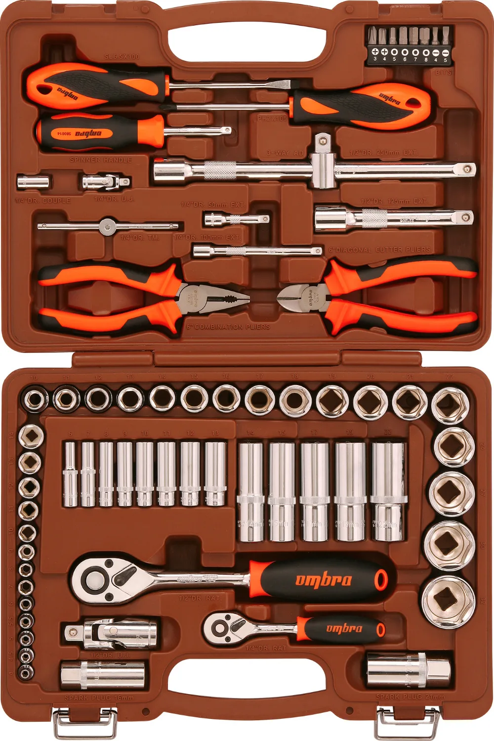 Универсальный набор инструмента Ombra OMT69S, 1/4", 1/2"DR, 69 предметов