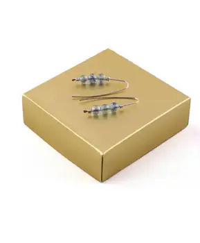 

Goo Design Minimal 925Ayar Silver PCs Set Blue Stained Glass Earrings