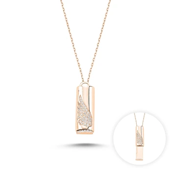 

KUTAYDAN Zircon Cubic Zirconia Pop Wing Bar Necklace 925 Sterling Silver