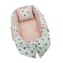 Jaju Baby Beyaz Zemin Gri yыldыz Babynest Lux Ortopedik Baby nest Bebek yuvasi
