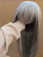 Synthetic WIG Bangs Highlighting Gray VICWIG Women Lady Heat-Resistant Long Straight