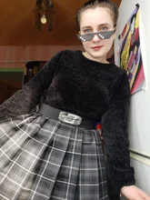 QRWR-minifaldas plisadas para mujer, faldas de cintura alta, estilo coreano japonés, a cuadros, para verano, 2021