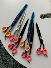 Ring Clipper Hair-Shears Pet-Scissor-Ring Dog for Matte-Color 10pcs Pet-Curved-Blade