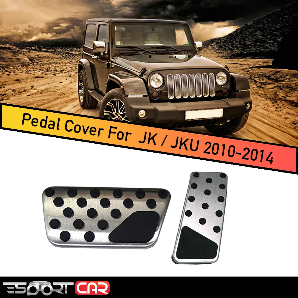 

ESPORTCAR Gas and Brake Pedal Cover Auto Stainless Steel Foot Pedal Pad Kit Fit for 2010-2014 JeepS Wranglerr JK/JkU Models