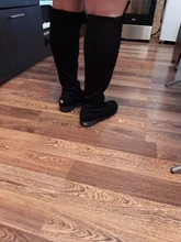 Botas por encima de la rodilla de talla grande 34-43 para Mujer, Botas con plataforma de suela gruesa, ajustadas, largas, para invierno y otoño, 2017