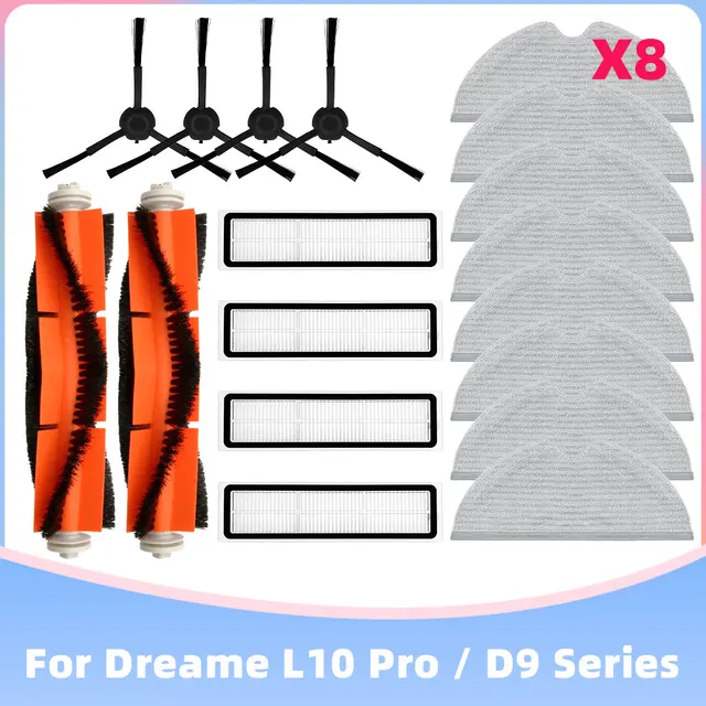 Xiaomi Dreame Bot L10 Pro D9 TROUVER LDS Finder Robot Vacuum Cleaner Parts Main Side Brush Hepa Filter Mop Cloths Replacement Set O