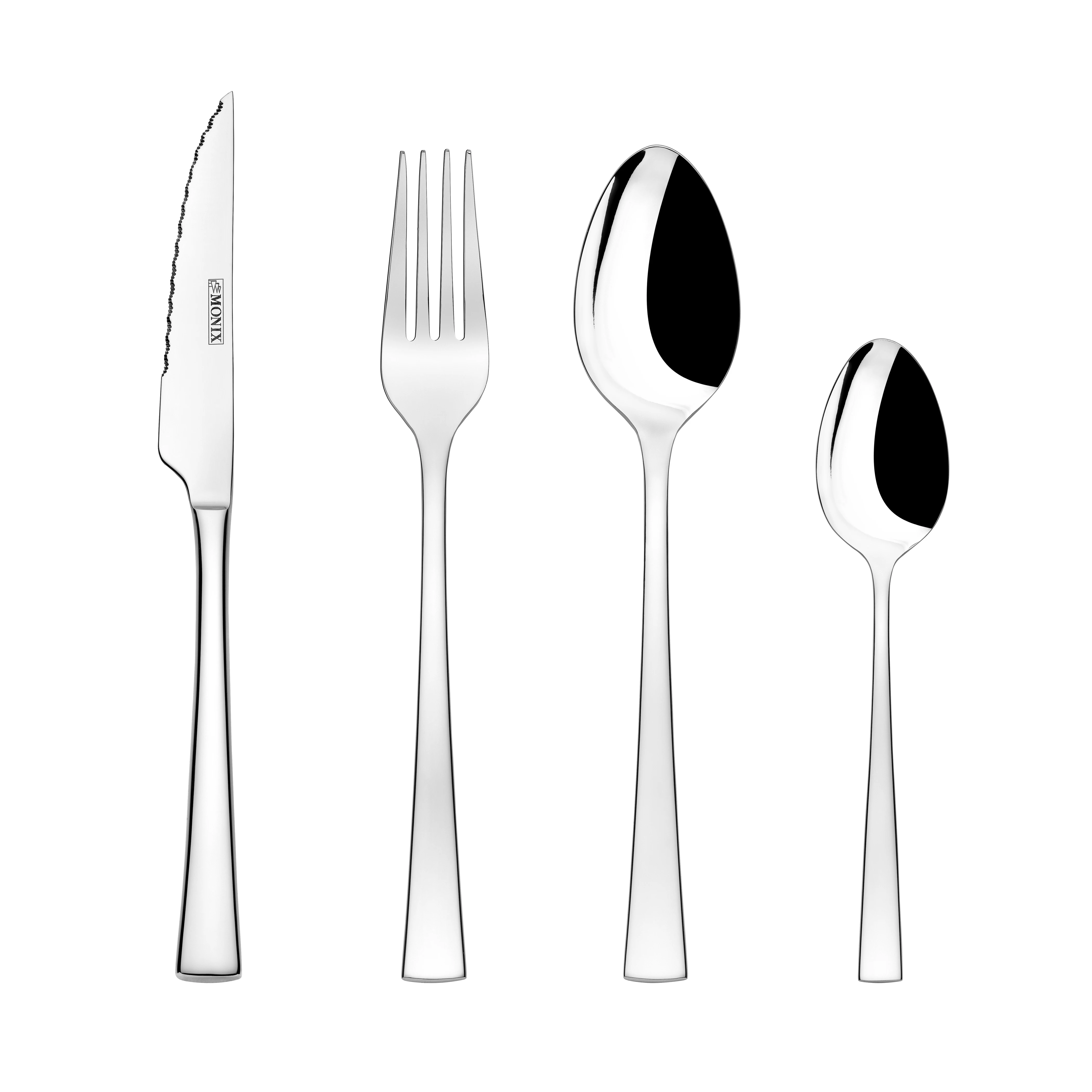 Monix Modena-24 piece cutlery Set, shiny polished finish, 18/10 stainless steel, with cutlet knife
