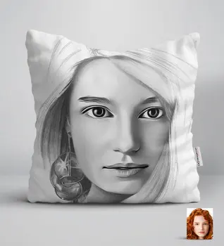 

Personalized Women 'S Charcoal Artistic Portrait Design White Yastık-19