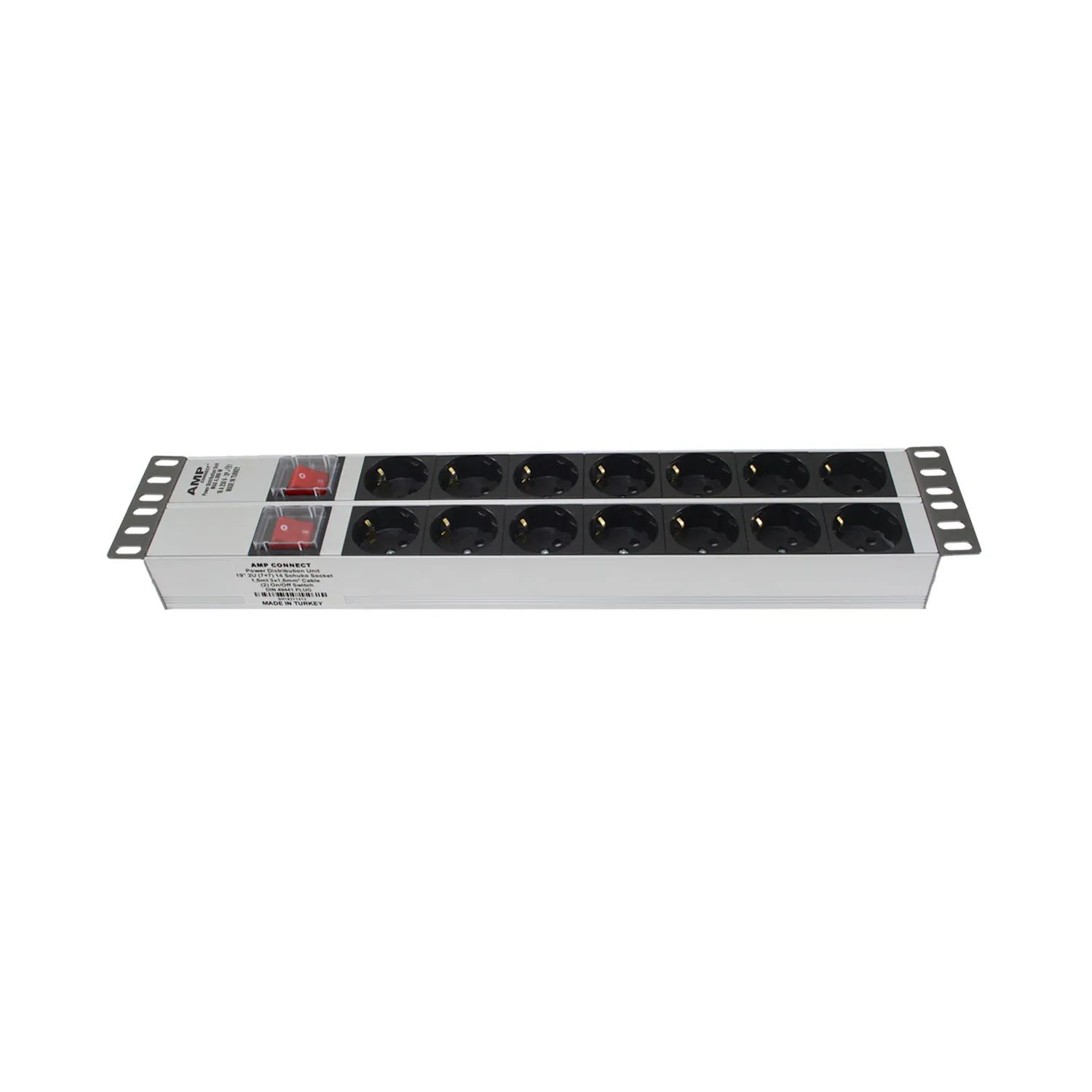 Amp подключения PDU 19 ''2U(7+ 7) 14 способ Германия тип(DIN49440) розетка 2 единицы вкл/выкл освещенный переключатель алюминиевый профиль рамки PDU