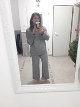 Women Tracksuit Pants Pullovers Sweater-Set Spring Wide-Legs Warm Turtleneck Autumn JXMYY