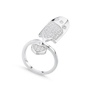 

Silver 925 Sterling Zircon Stone Heart Nail Ring