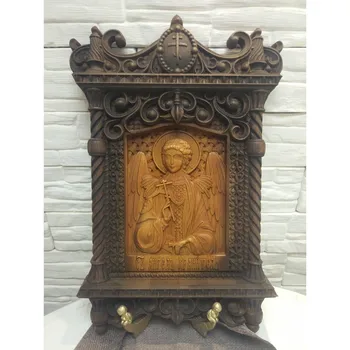 

Carved unique icon of Holy Angel keeper size 30-46 cm