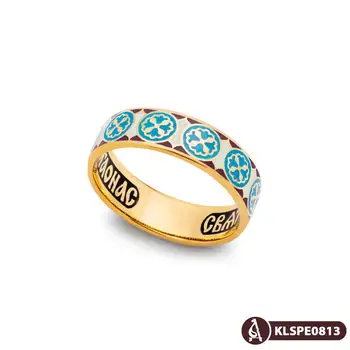 

Russian Orthodox Ring 925 Sterling Silver of plated gold for Men Women | ring with prayer | prayer save and preserve | wedding ring | Silver ring with enamel | prayer to Saint Nicholas | Ring GOD SAVE US